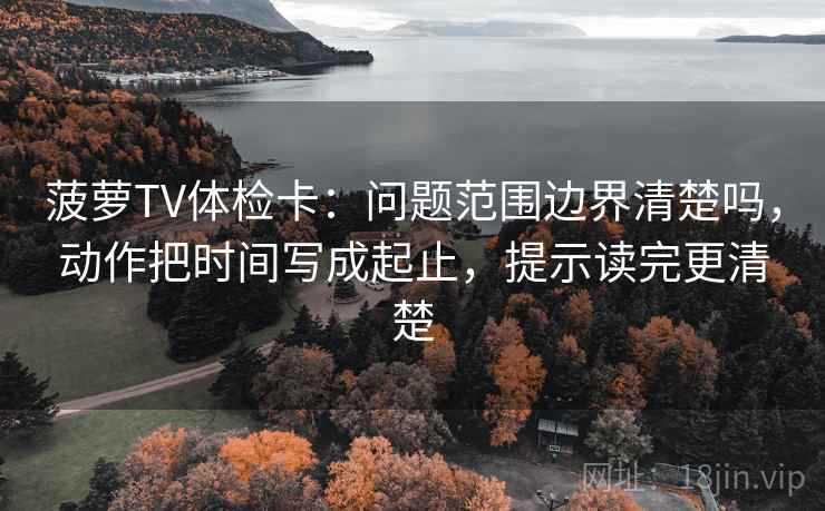 菠萝TV体检卡：问题范围边界清楚吗，动作把时间写成起止，提示读完更清楚